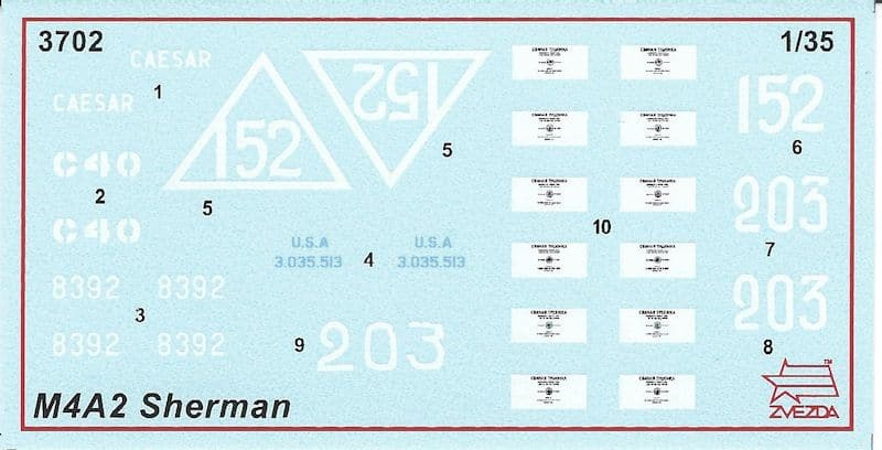 Zvezda M4A2 Sherman Review-Decals Zvezda M4A2 Sherman Review-Decals
