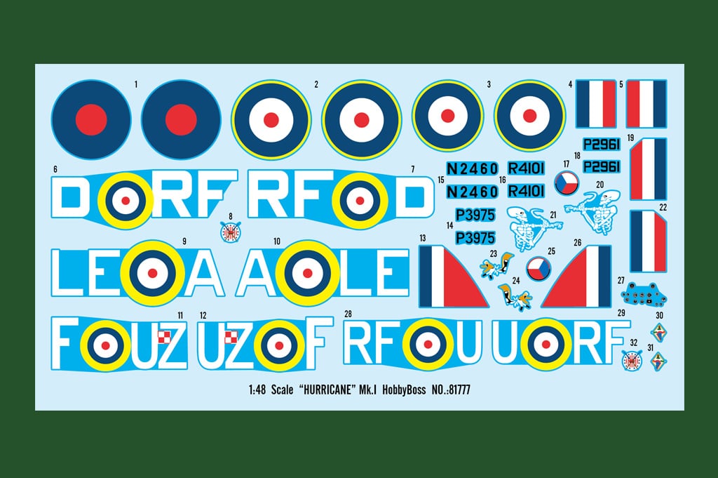 1-48 HURRICANE Mk.I ITEM No. 81777 Decal