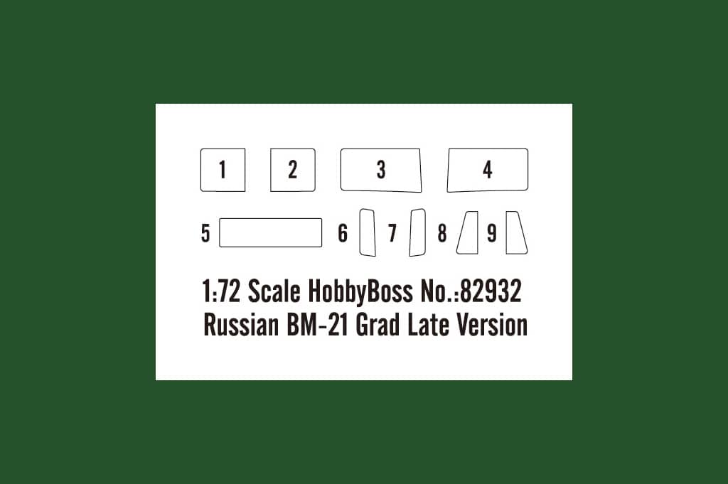 1-72 Russian BM-21 Grad Late Version ITEM No. 82932 Mask