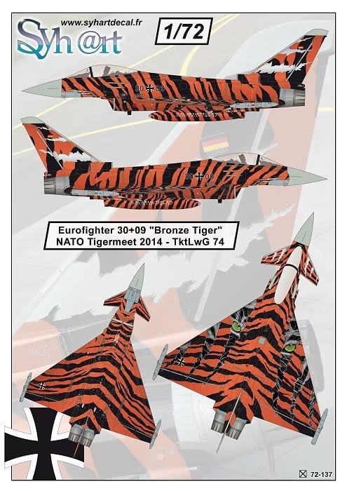 Eurofighter-Typhoon-Bronze-Tiger-NATO-Tiger-meet-2014-1-72-Decal-Set Eurofighter Typhoon Bronze Tiger NATO Tigermeet 2014 1:72 Decal Set