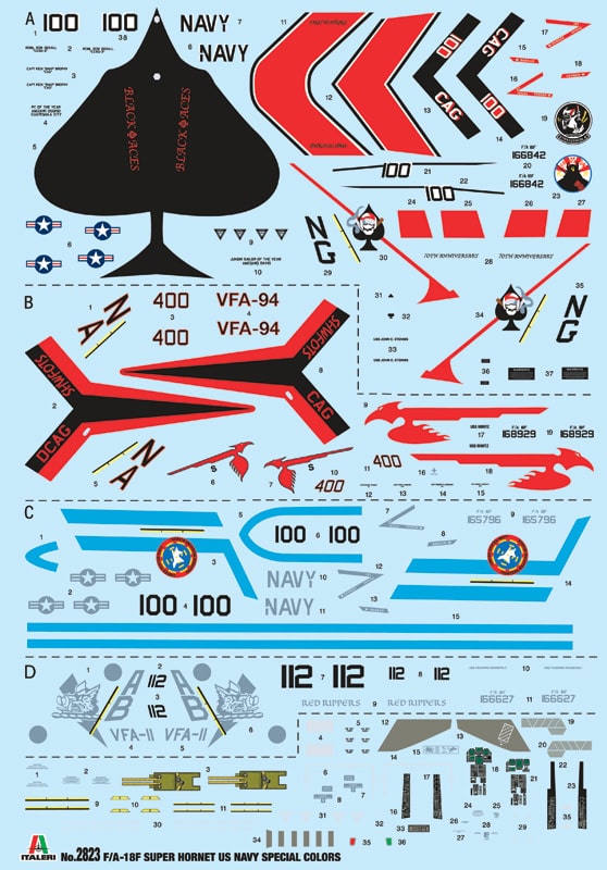 Italeri 1:48 FA-18F Super Hornet U.S. Navy Special Colors Decal Set