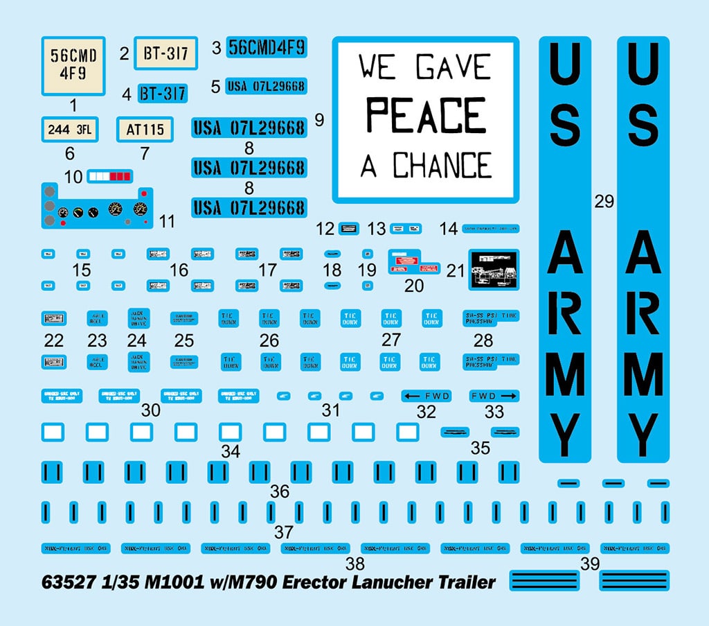 135 M1001 WM790 Erector Lanucher Trailer Decal