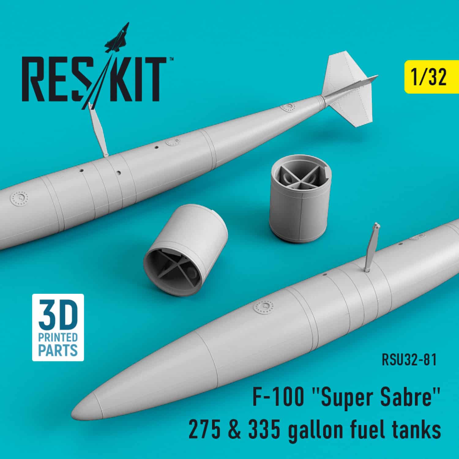 Reskit 132 F-100 Super Sabre 275 & 335 gallon fuel tanks Reskit 132 F-100 Super Sabre 275 & 335 gallon fuel tanks
