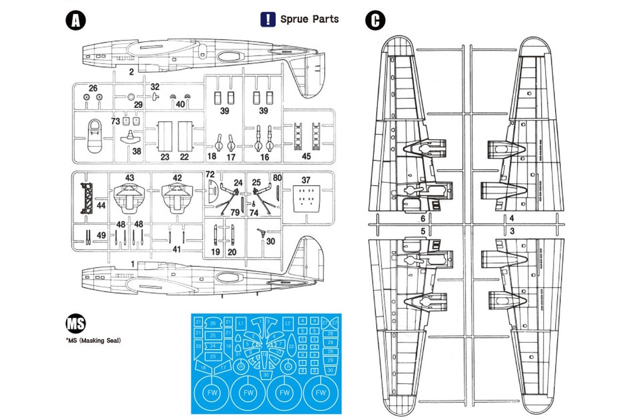 Wolfpack 1:72 B-17C Flying Fortress Parts and Mask Set