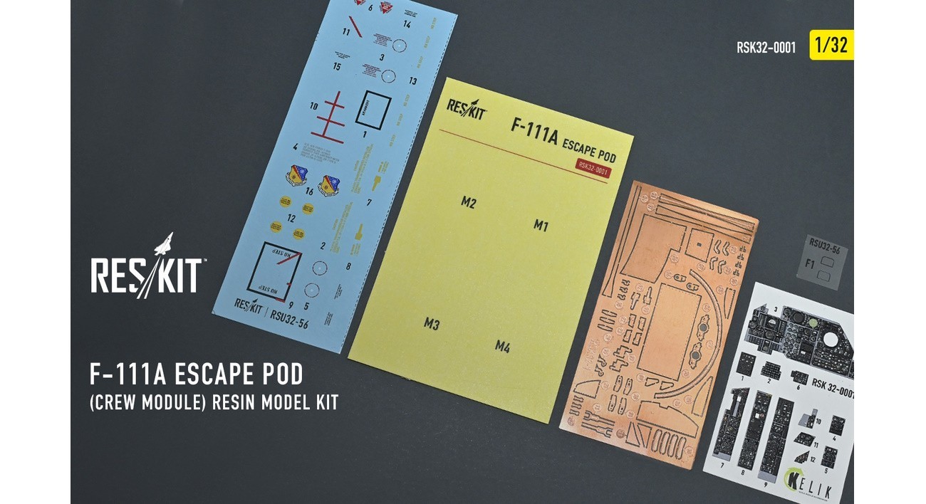 1:32 Reskit F-111 Cockpit Escape Module Decal, Mask, PE Set