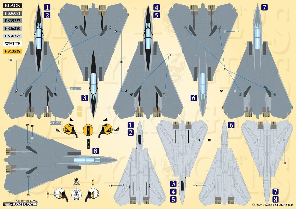 Grumman F-14B Tomcats VF-103 Jolly Rogers - New 1-48 Scale Decal Set-2