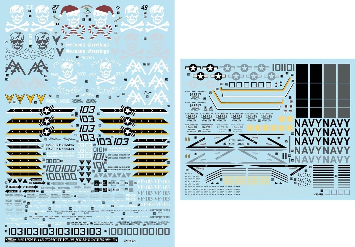 Grumman F-14B Tomcats VF-103 Jolly Rogers - New 1-48 Scale Decal Set-3