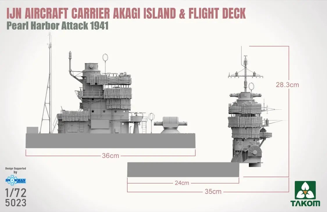 IJN Airplane Provider AKAGI Island & Flying Deck - Pearl Harbour Assault 1941. Size From Takom