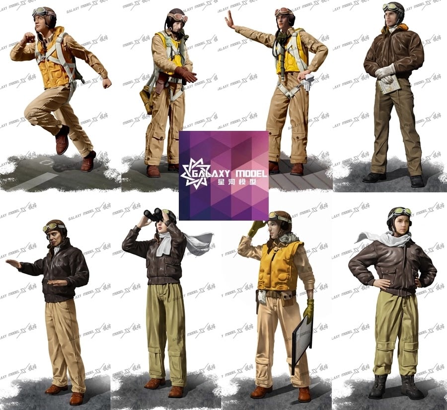 Galaxy Models 48th scale WWII II U.S. Navy Carrier-Based Pilot Figures on deck!
