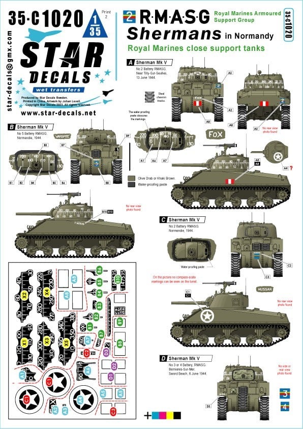 35-C1020 - REPRINTED RMASG Shermans. Royal Marines close support tanks. Sherman Mk V.