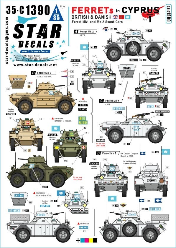 35-C1390 Ferrets in Cyprus # 1. British and Danish Ferret Mk 1 and Mk 2.