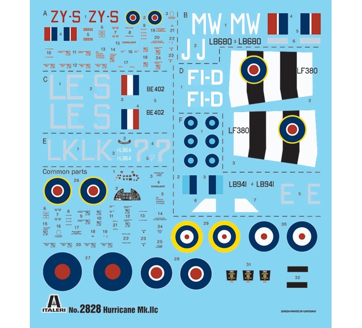 Italeri Re-Releases 148 Hawker Hurricane Mk.IIC with Six Marking Options Decals