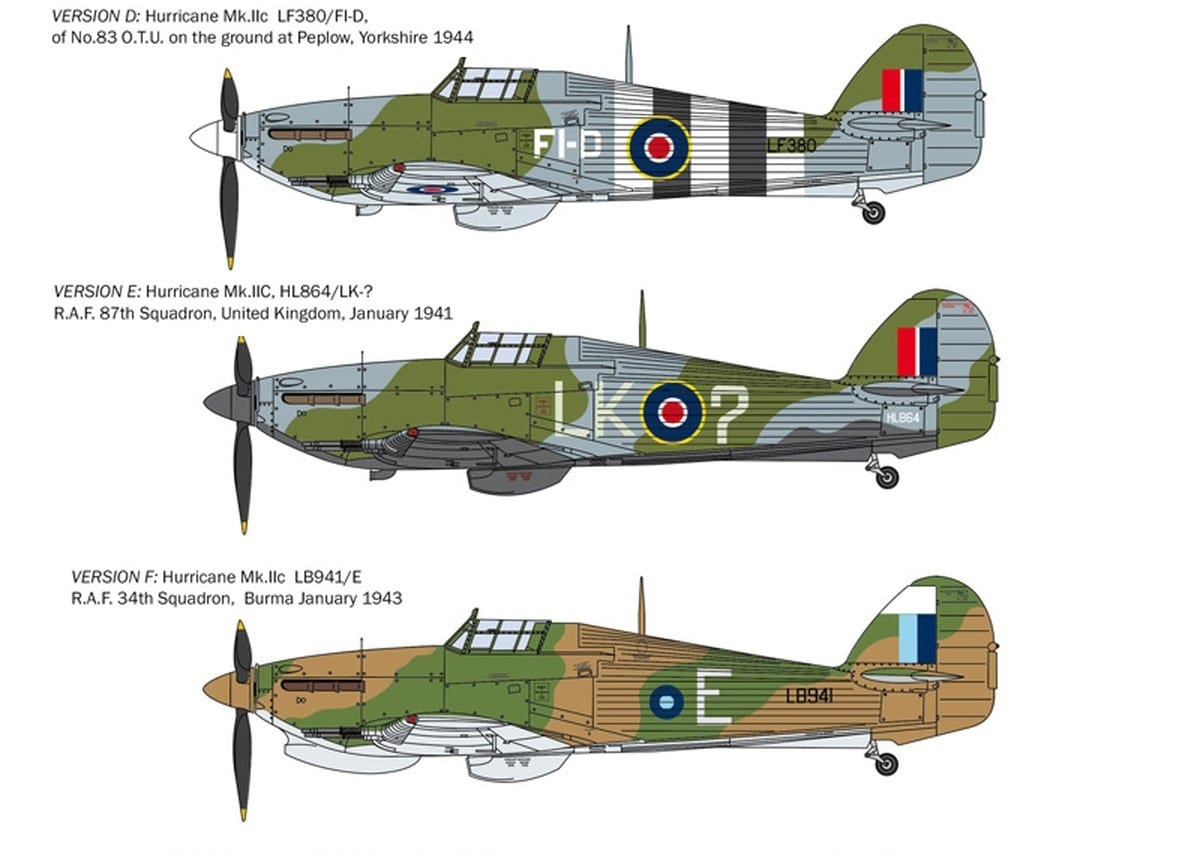 Italeri Re-Releases 148 Hawker Hurricane Mk.IIC with Six Marking Options Painting and marking-2