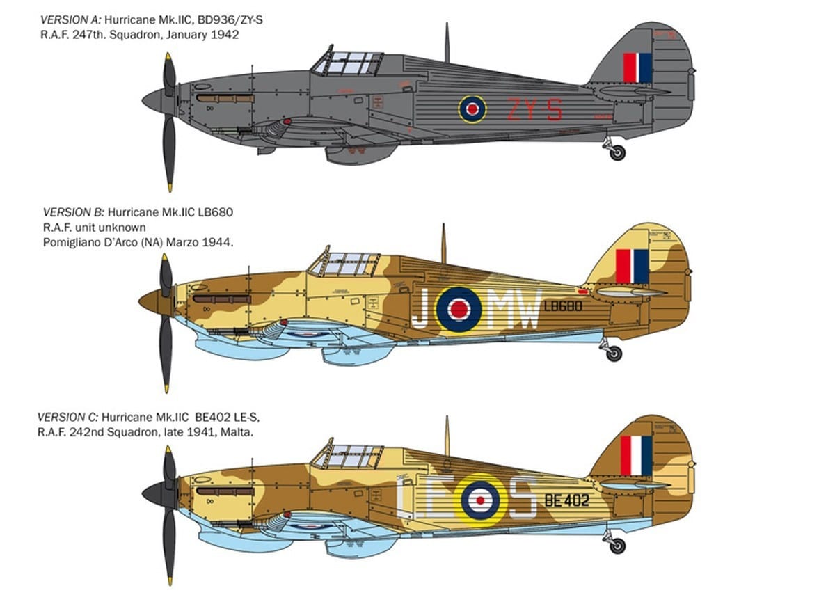 Italeri Re-Releases 148 Hawker Hurricane Mk.IIC with Six Marking Options Painting and marking