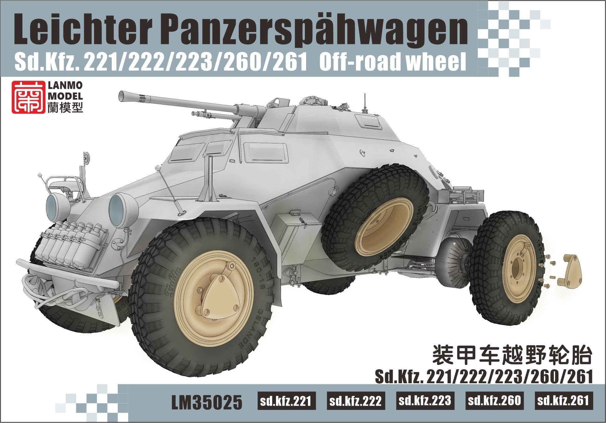 Lanmo Announces New Off-Road Wheels for Sd. Kfz 221 Model Box Art