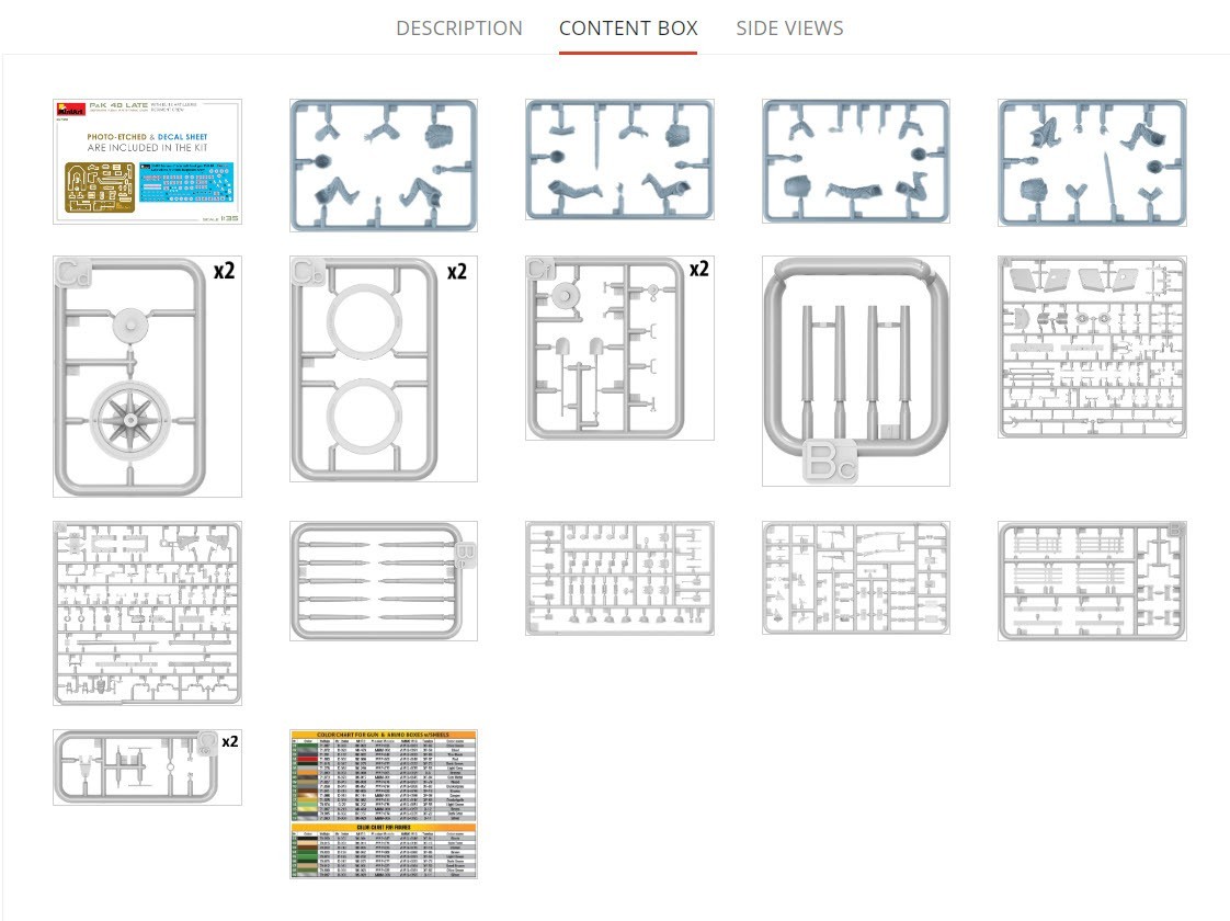 MiniArt 35409 German 7.5cm Anti-Tank Gun PaK 40 Late w/Elite Artillerie Regiment Crew Sprues