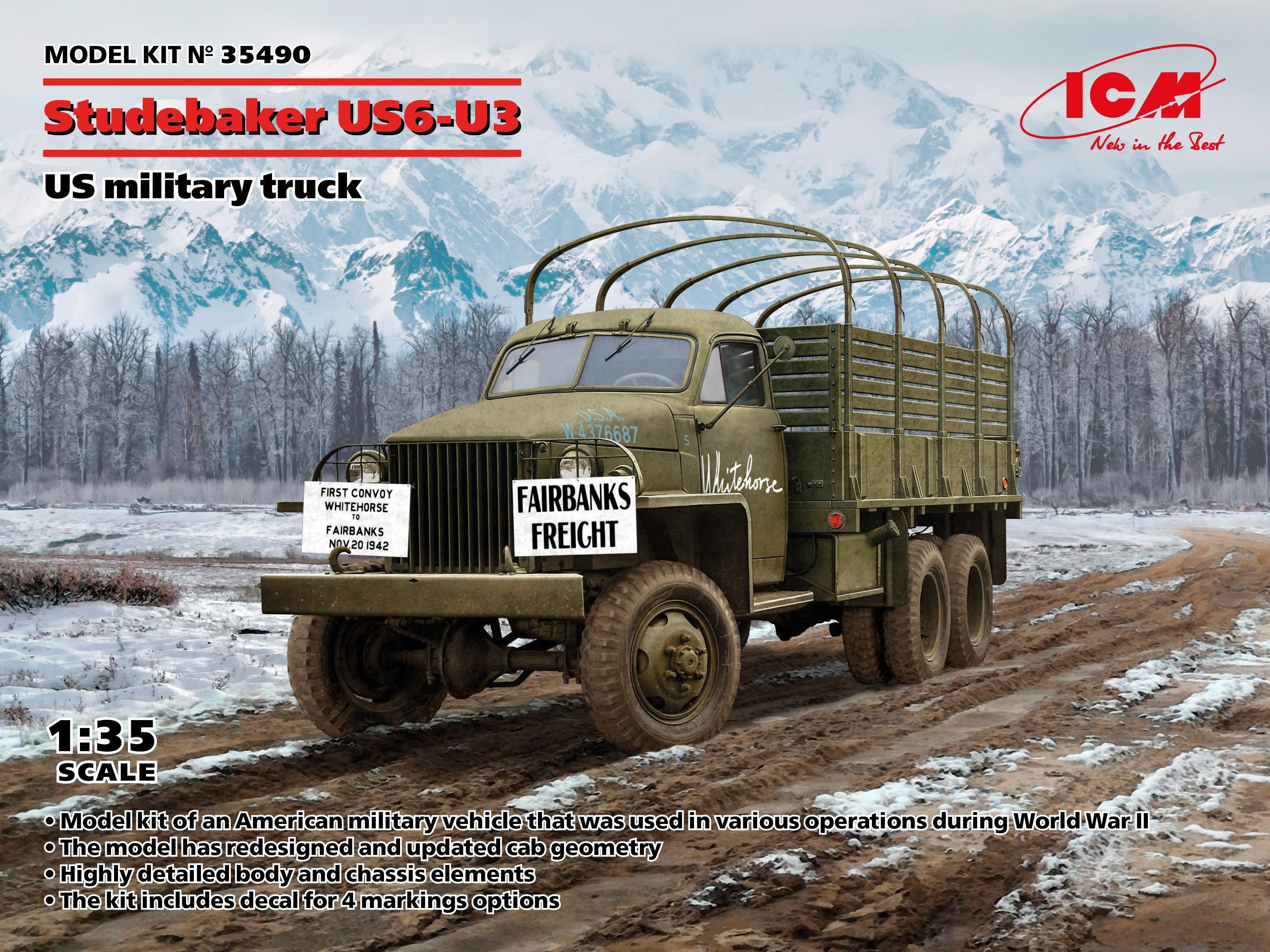 ICM Model "1/35 Scale Studebaker US6-U3 US military truck Box Art