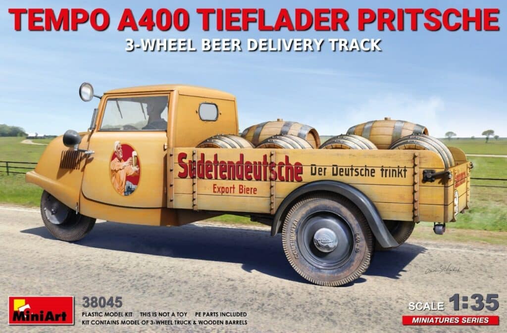 38045 Tempo A400 Tieflader Pritsche 3-Wheel Beer Delivery Truck