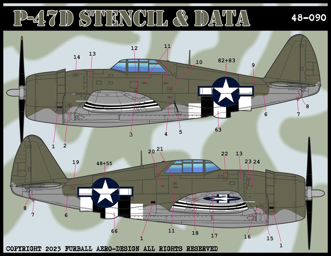 Furball Aero Design P-47D/M Decal Sets Stencil Data