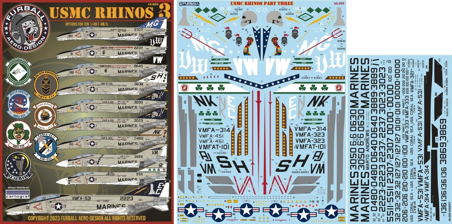 Furball Aero Design Unveils "USMC Rhinos PT3" Decal Set for McDonnell Douglas F-4J/N Phantom II
