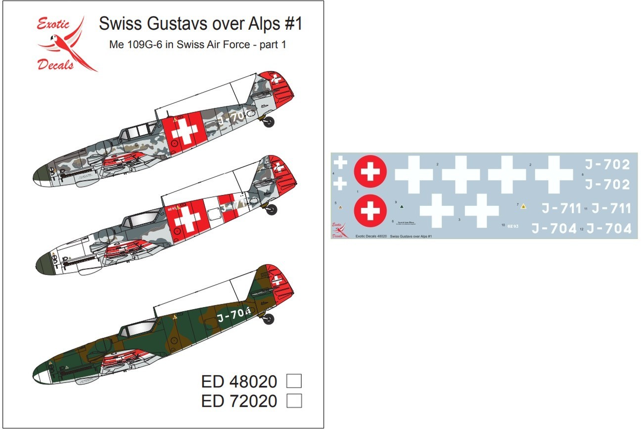 ED48020 – 1:48 – Swiss Gustavs over Alps #1 – Me 109G-6 in Swiss Air Force, part 1