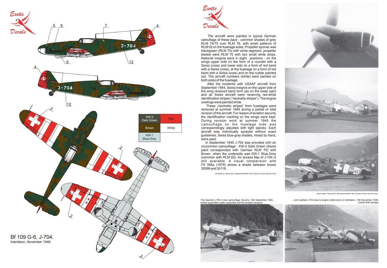 ED48020 – 1:48 – Swiss Gustavs over Alps #1 – Me 109G-6 in Swiss Air Force, part 1 History