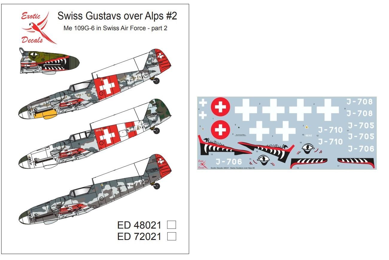 ED48021 – 1:48 – Swiss Gustavs over Alps #2 – Me 109G-6 in Swiss Air Force, part 2
