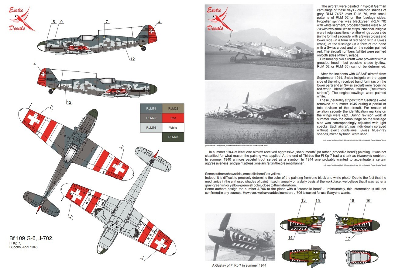 ED48021 – 1:48 – Swiss Gustavs over Alps #2 – Me 109G-6 in Swiss Air Force, part 2 History