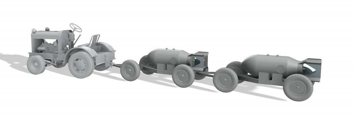 Thunder Model US Tug Clarktor 6 and Mark 2 Bomb Trailers CAD-2
