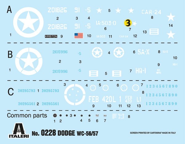 Italeri Dodge WC-56/57 Command Car Decals