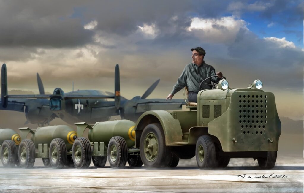 US Tug Clarktor 6 and Mark 2 Bomb Trailers