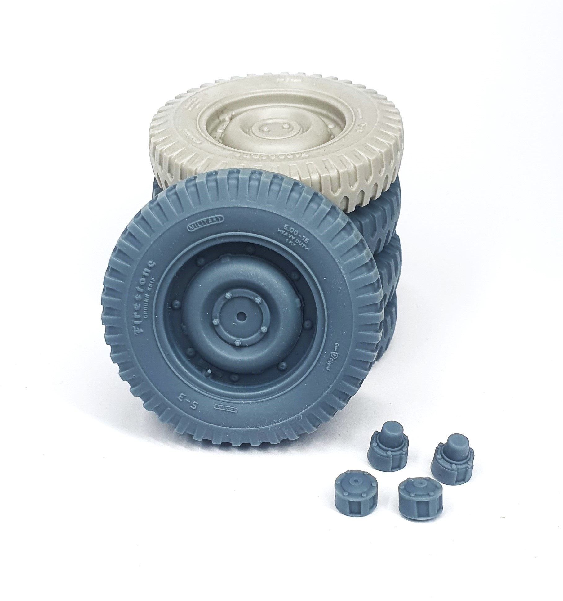 4x4 MB Utility Truck (Jeep Willys) wheels set with spare  (weighted)