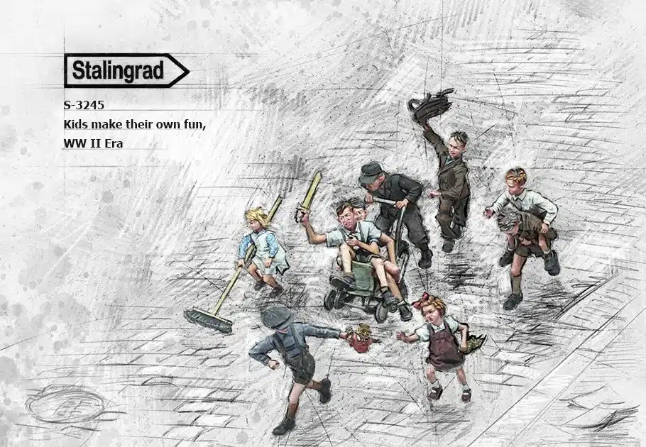 Stalingrad Miniatures offers a "Big Set for Kids to Make their Own Fun WWII Era" and single figures in 1/35th-scale.