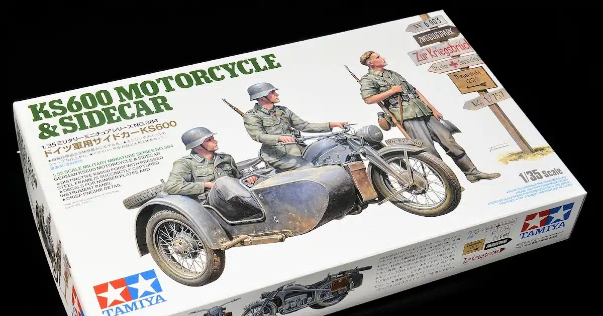 Tamiya's German KS600 motorcycle & sidecar in 35th size