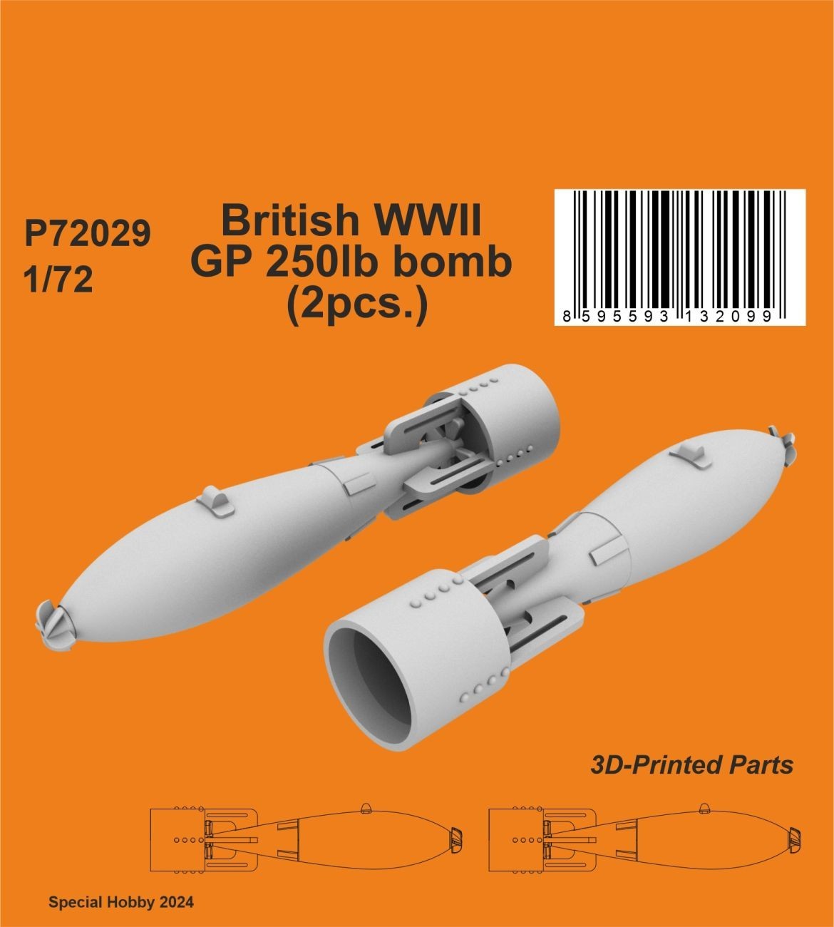 British WWII GP 250lb bomb (2pcs.) - 1:72