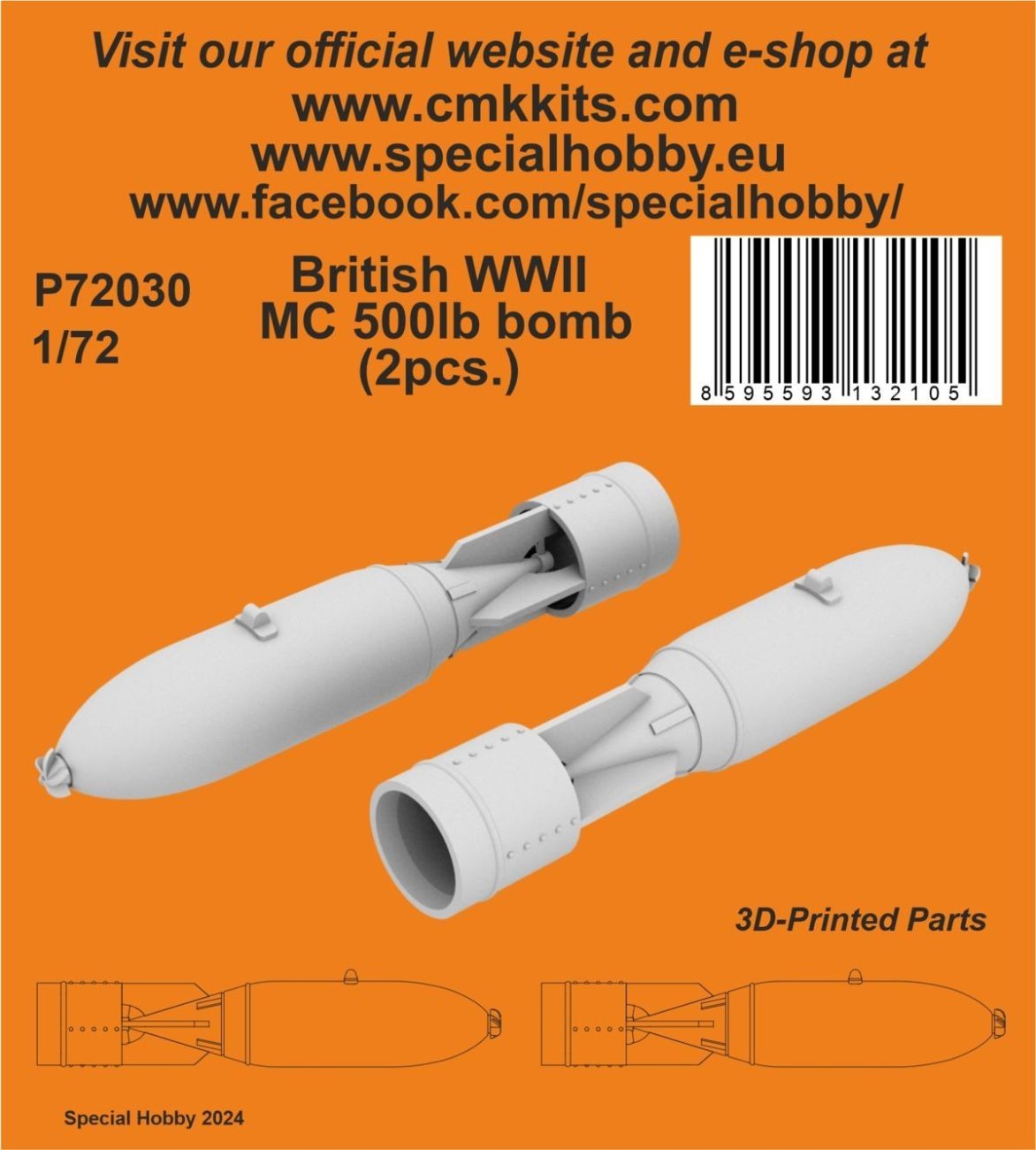 British WWII MC 500lb bomb Mk.IV (2 pcs.) - 1:72