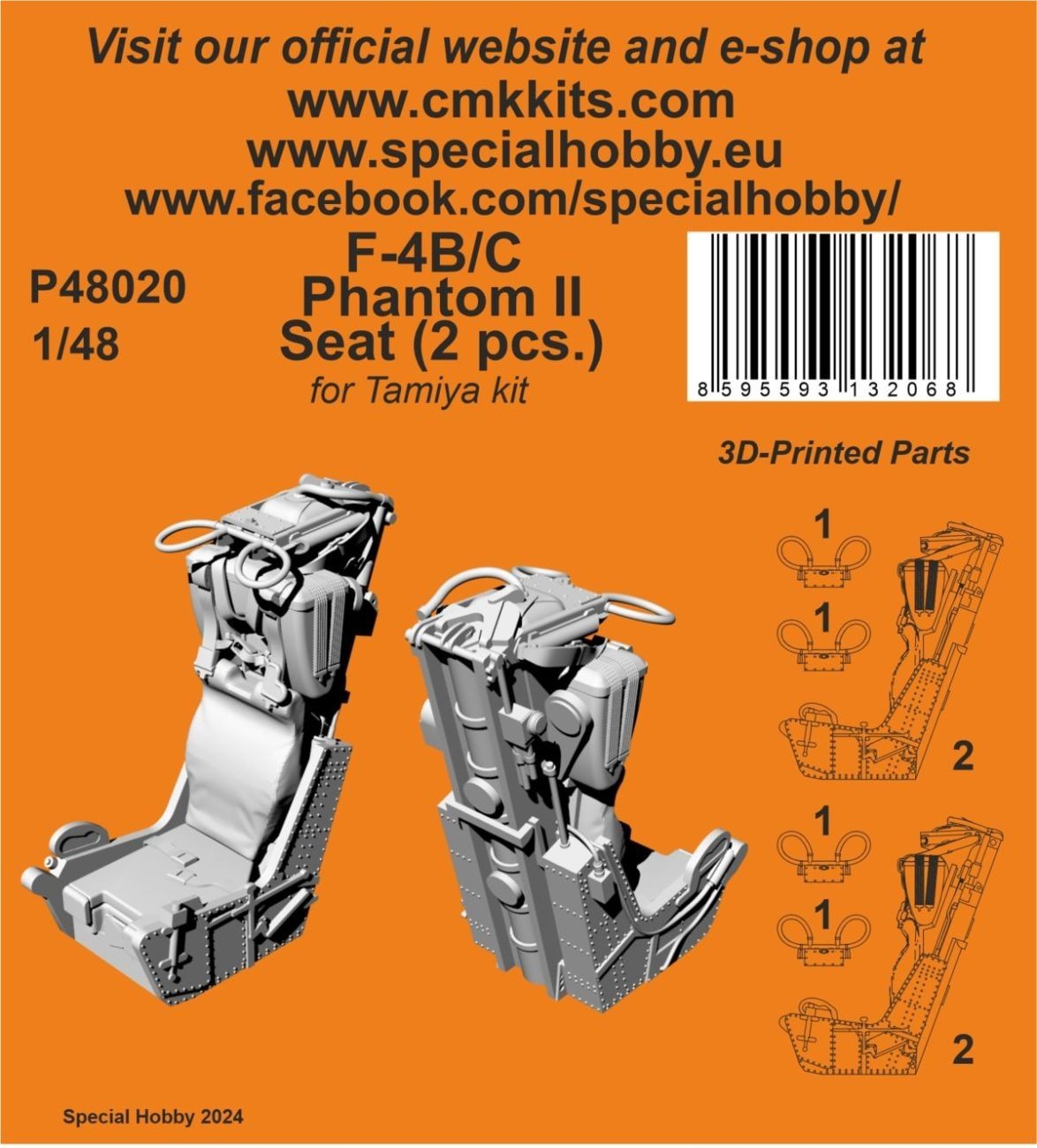 F-4B Phantom Seat (2 pcs.) - 1:48 for Tamiya kit