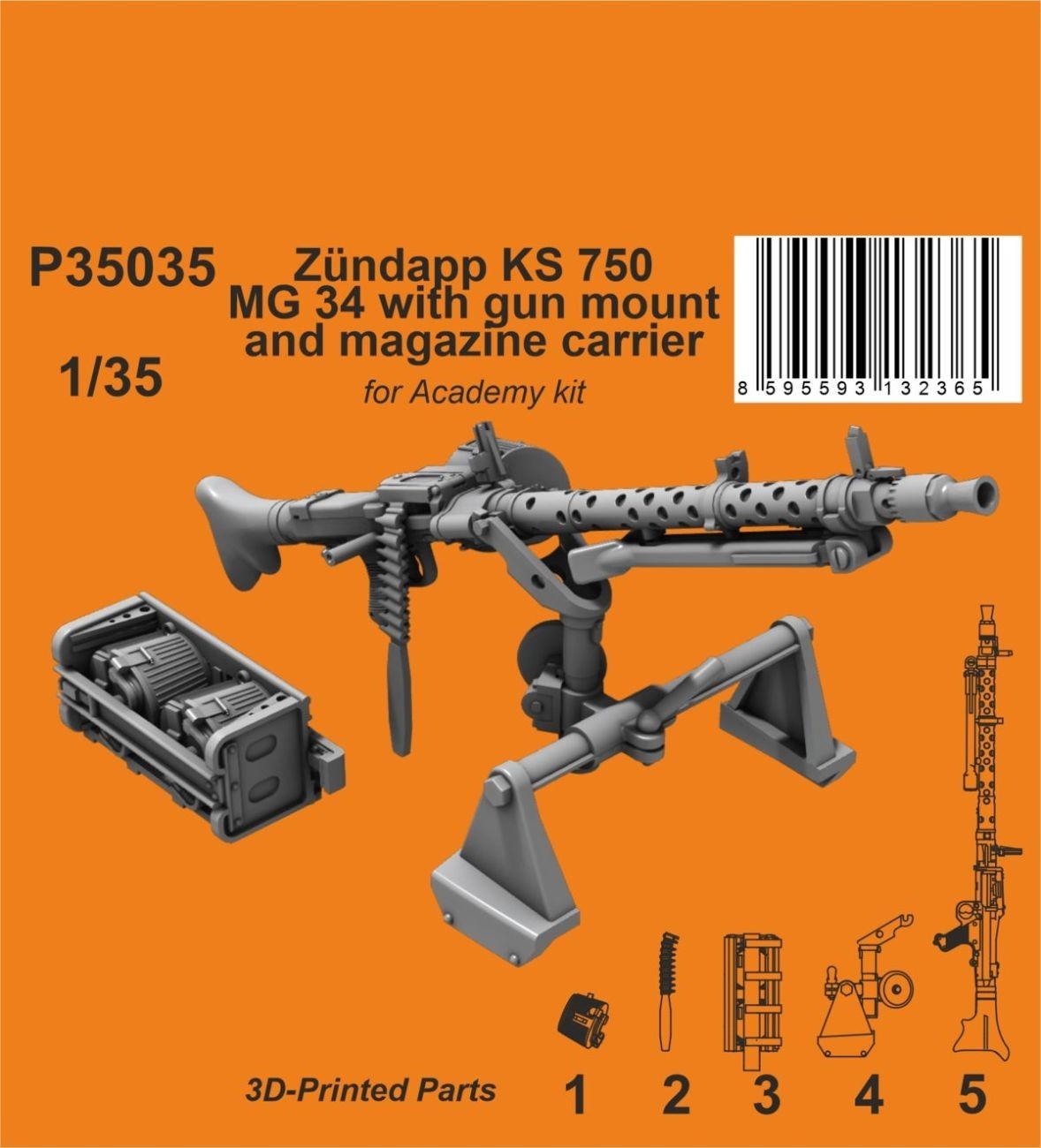 Zündapp KS 750 MG 34 with gun mount and magazine carrier 1/35 / for Academy kit