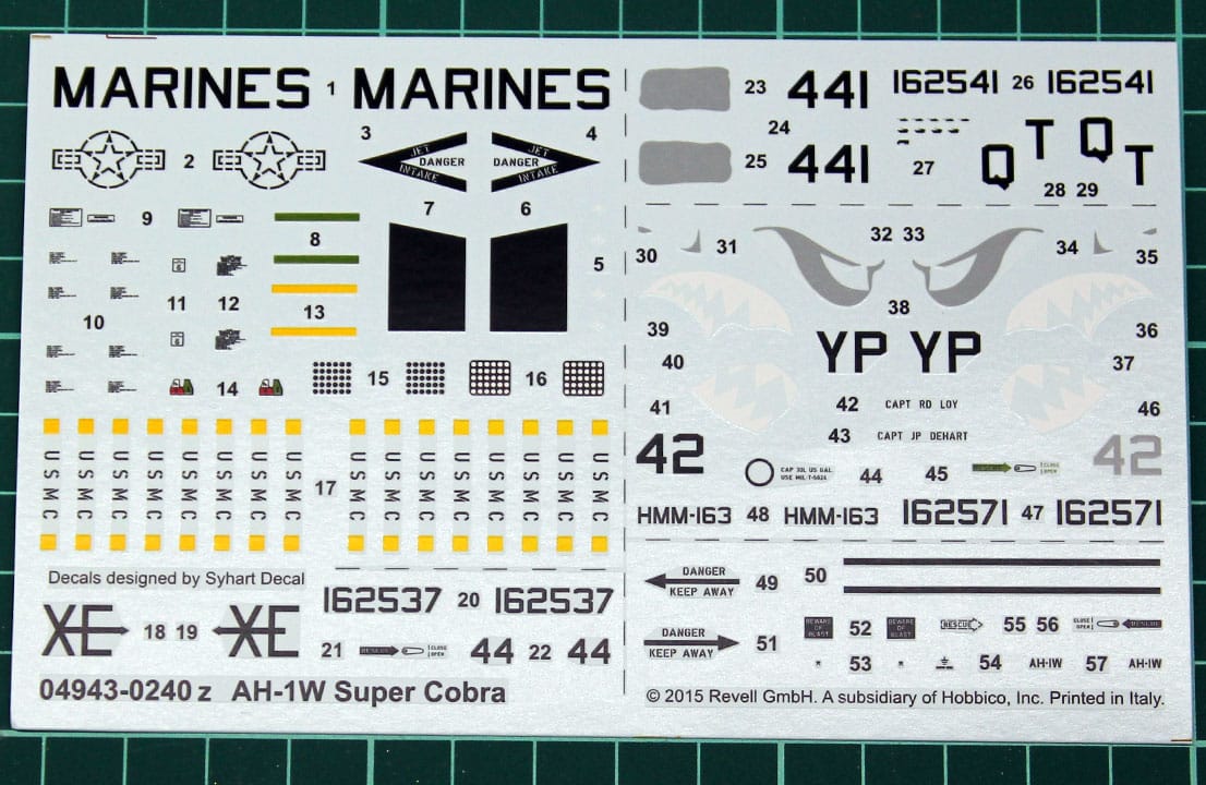 Revell-Bell-AH-1W-Super-Cobra-1-48-Decal Revell-Bell-AH-1W-Super-Cobra-1-48-Decal