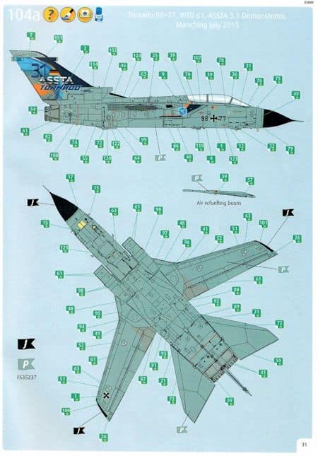 Revell 148 Panavia Tornado ASSTA 3.1 Decal Number