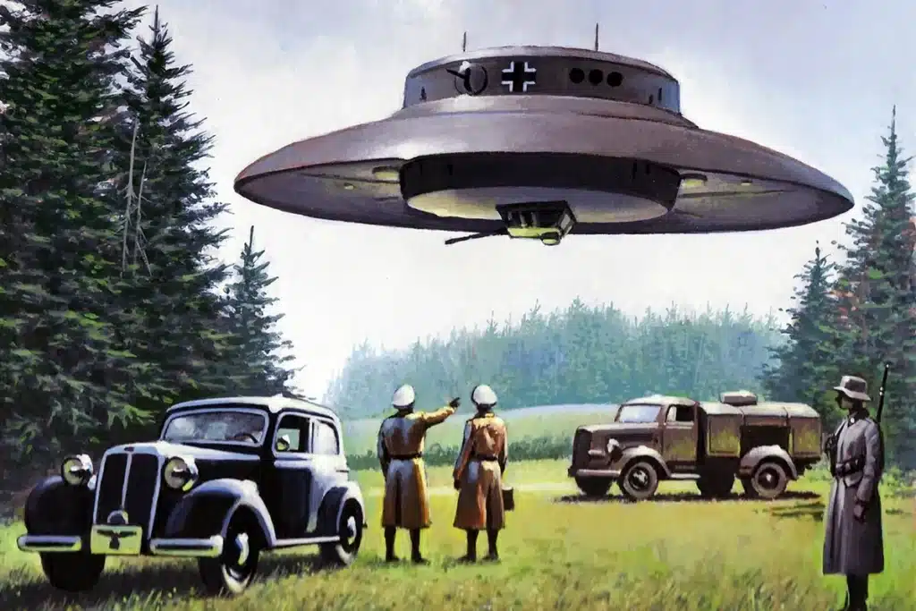 The Haunebu James-Nichols-artwork The existence of the Haunebu has been disputed by historians and UFO skeptics, who argue that there is no evidence that such a vehicle was ever built or flown.