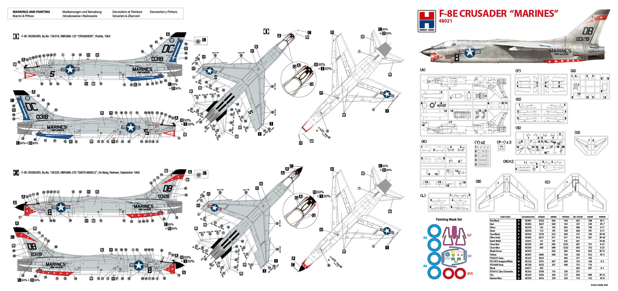 Hobby 2000 48020 F-8E Crusader Marines Plans-2