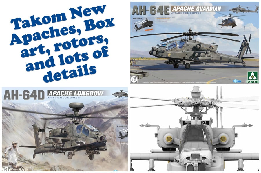 Takom New Apaches, Box art, rotors, and lots of details