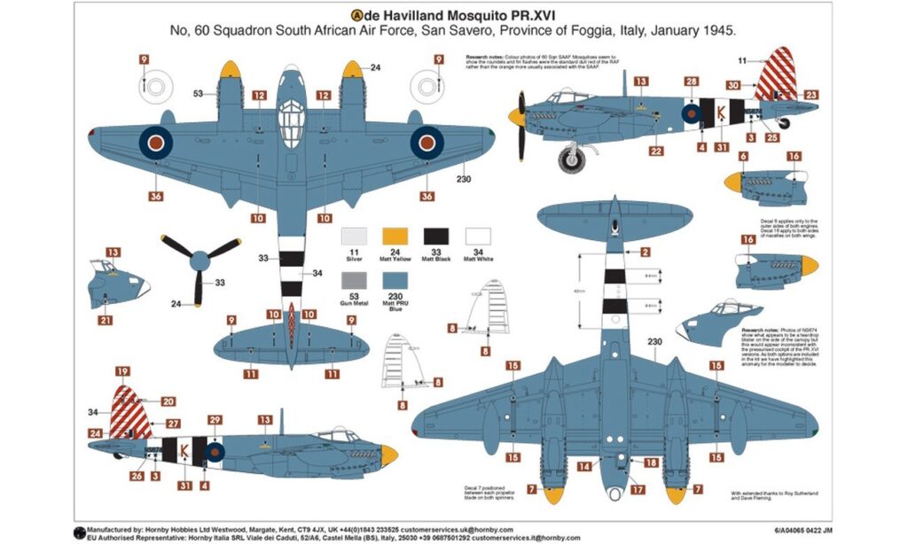 Airfix Mosquito PR.XVI Marking A