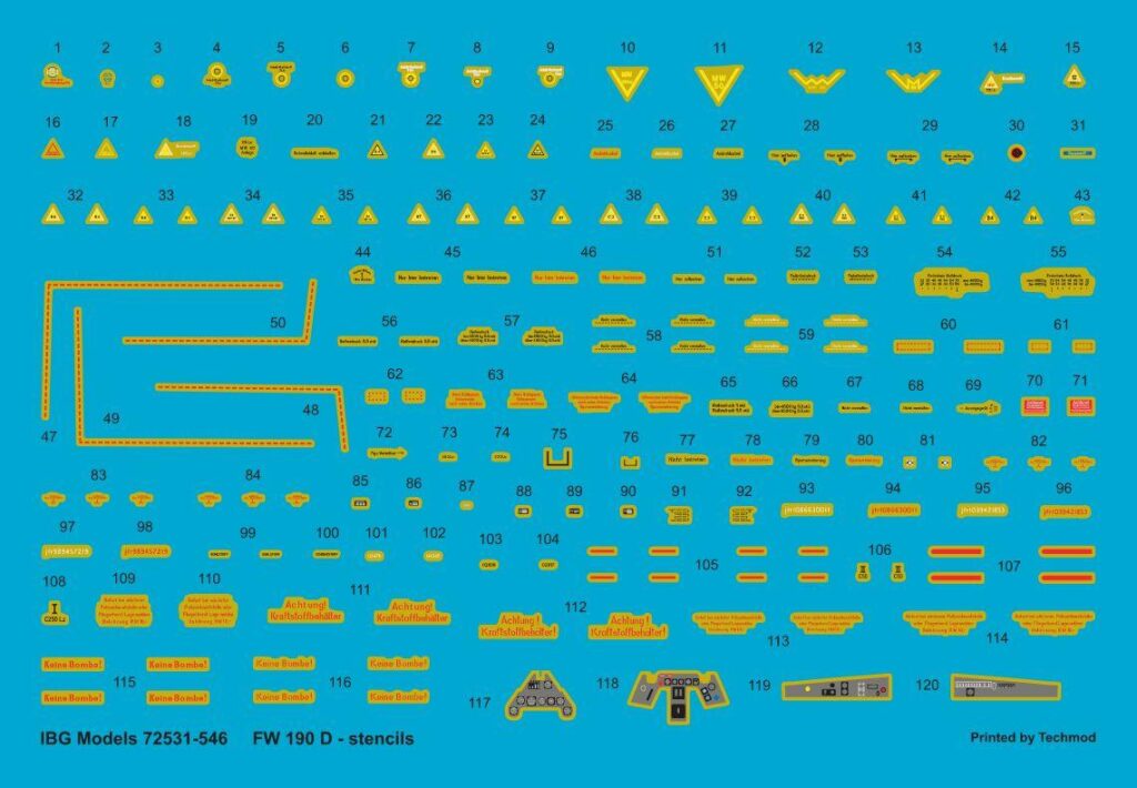 Fw 190D-13 Nordenham 172 scale Dora-stencils