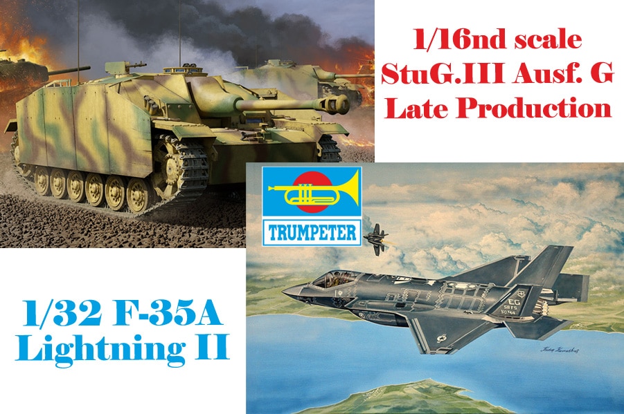Trumpeter 1/32 F-35A Lightning II & 1/16 StuG.III Ausf.G Kits.