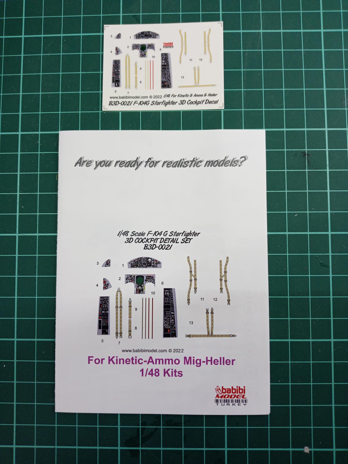 F-104G Starfighter 3D Cockpit Detail Set. For 1/48 Kinetic, Ammo Mig and Heller Kits Detail-1