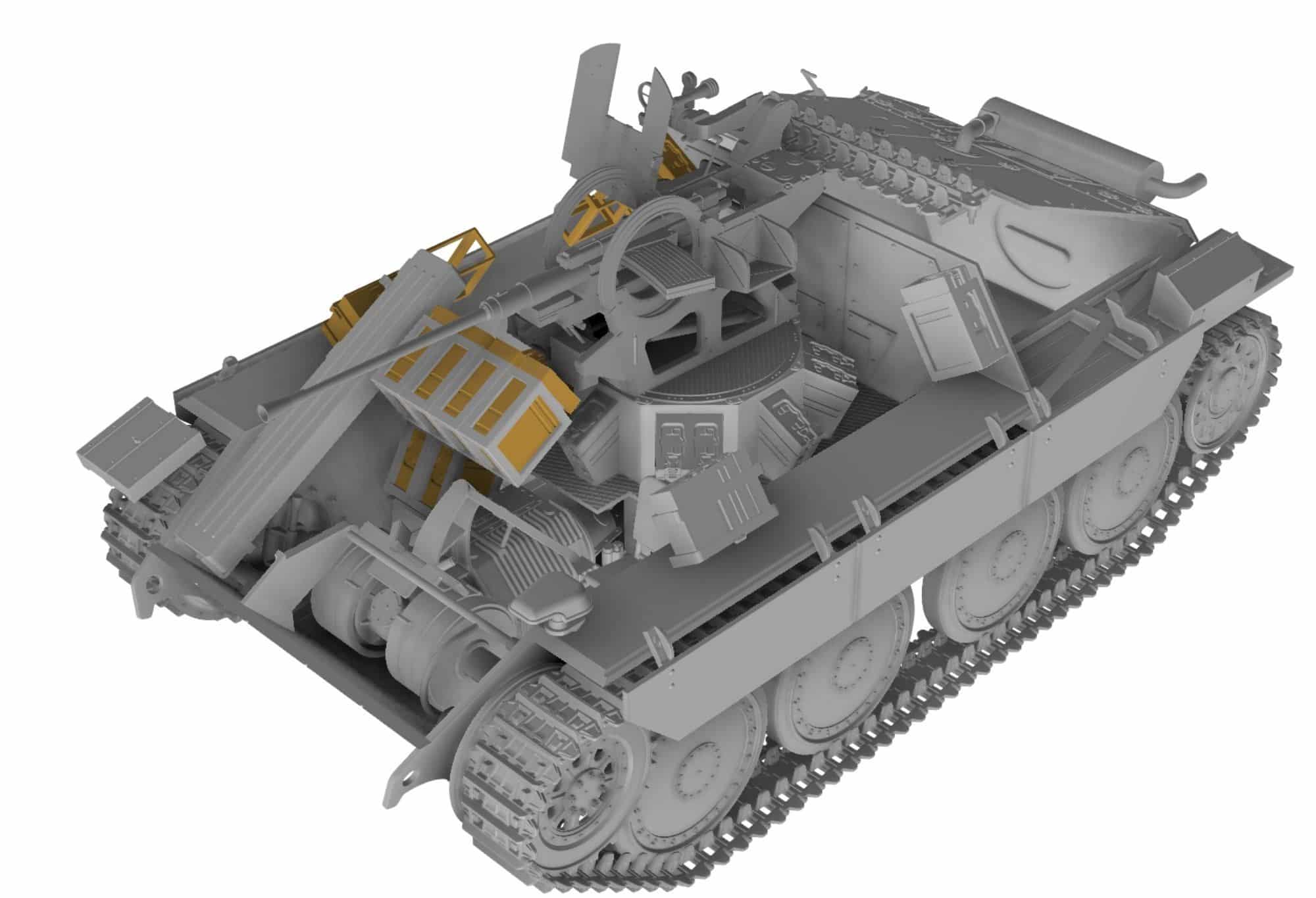Thunder Model Bergepanzer Hetzer with 2cm Flak CAD-3