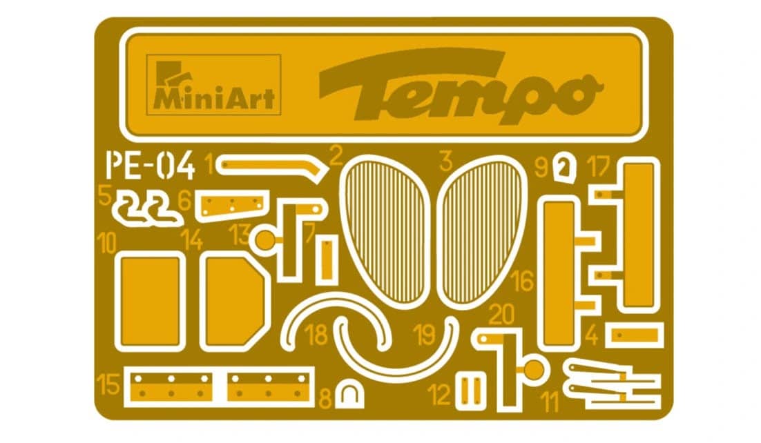 38063 Tempo E400 Stahlblech Pritsche 3-wheel Truck Miniart PE Set