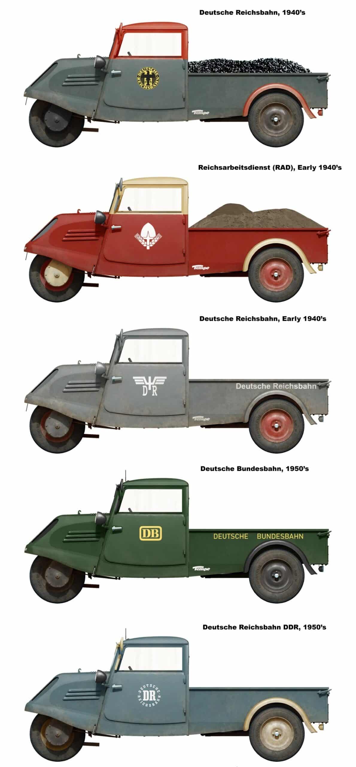 38063 Tempo E400 Stahlblech Pritsche 3-wheel Truck Miniart Painting and Marking